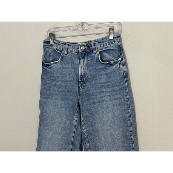 We The Free High Rise Straight Wide Leg Raw Hem Jeans Size 25 - Picture 2 of 12